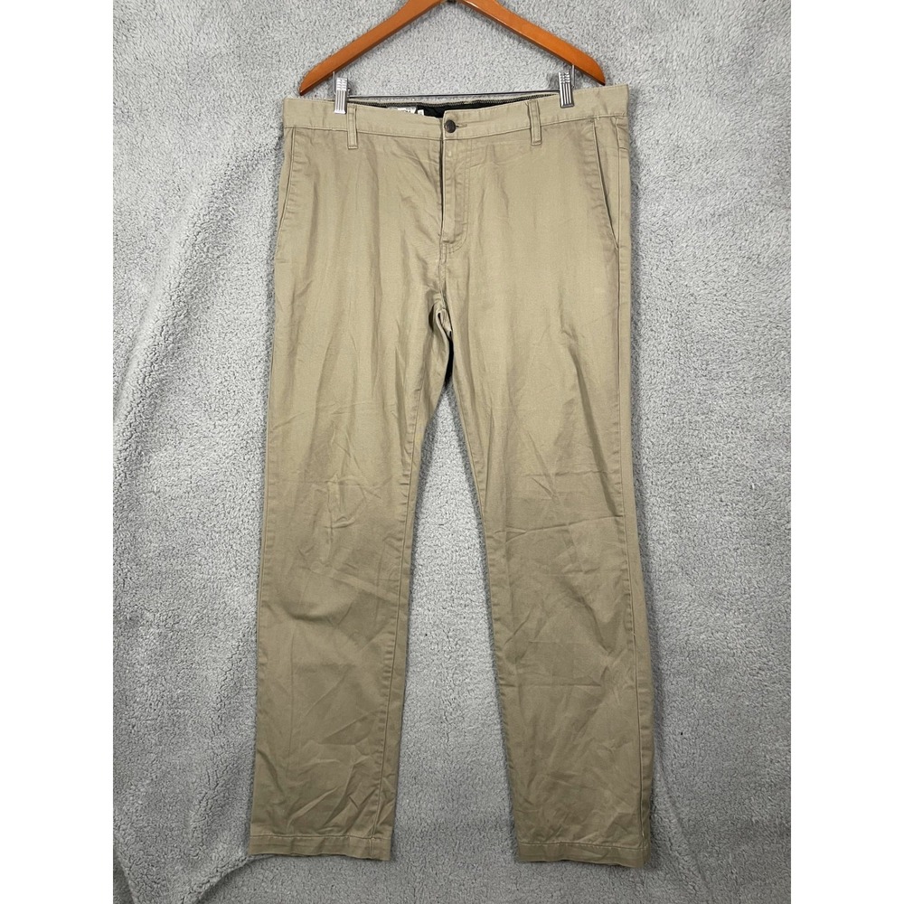 Volcom Frickin Modern Stretch Chino Pants Men 36 Beige High Rise Cotton Straight